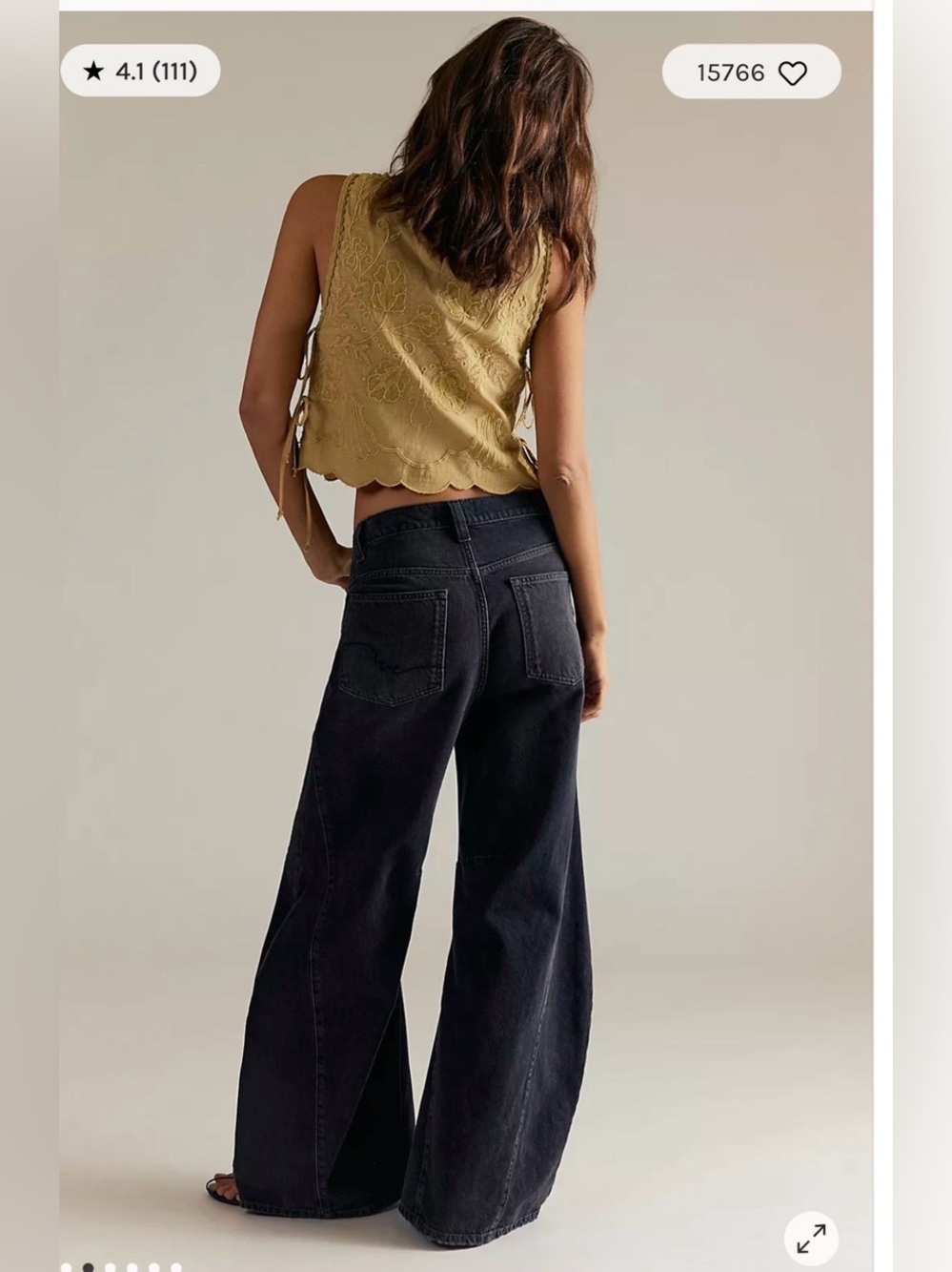Free People Black Wide-Leg High-Rise Jeans - Picture 2 of 6